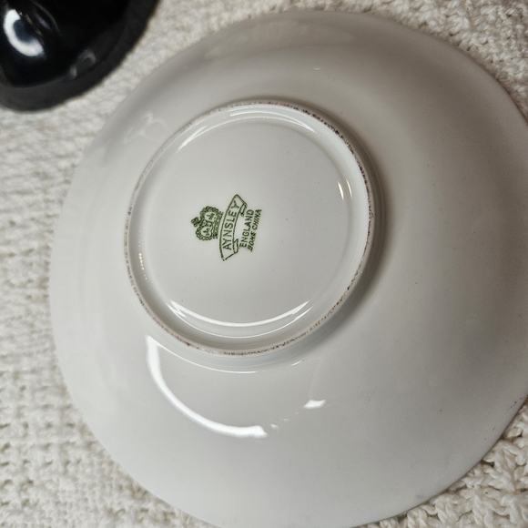 Ansley England Tea Cup and Saucer BLACK Floral Flowers Floral Design Teacup - Picture 12 of 16